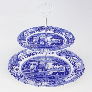 スポード (Spode) ブルーイタリアン ケーキスタンド （27cm&20cm 