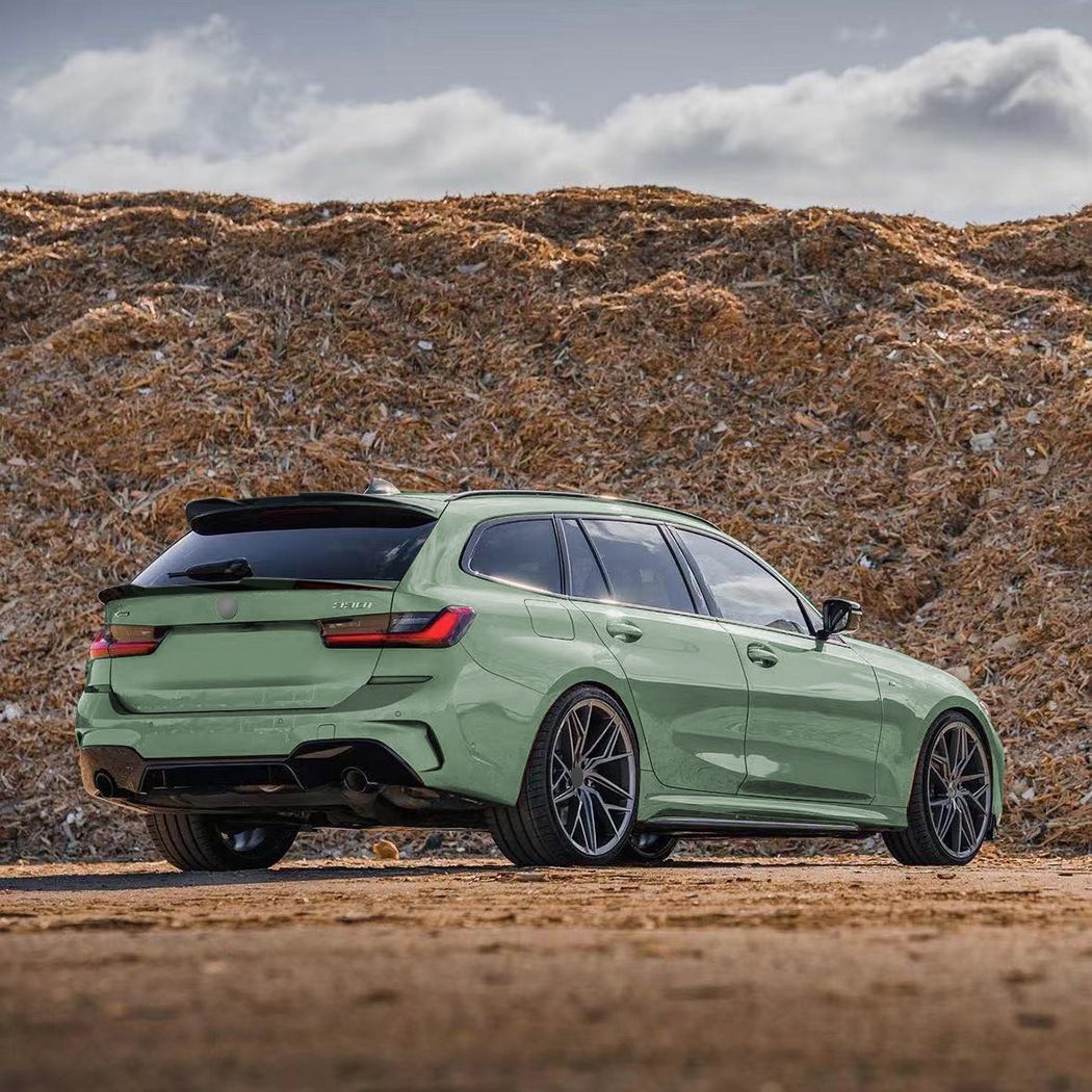 BMW 3シリーズ G21 ワゴン 2019年以降 トップウィング＆ミドルウィング 尾翼 中翼 エアロパーツ ABS製 ピアノブラック - カーボン調仕上げLMQ62