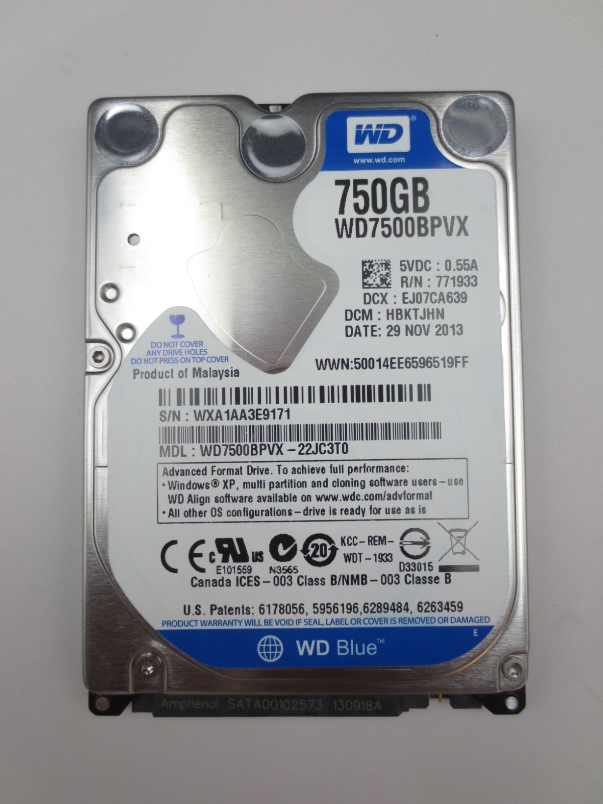 【中古動作品】Western Digital 2.5インチ 9.5mm HDD SATA(Serial ATA) 750GB ...