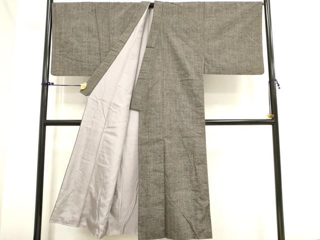 平和屋着物▽男性 紬 単衣 油色 キングサイズ 正絹 逸品 DAAV5803az