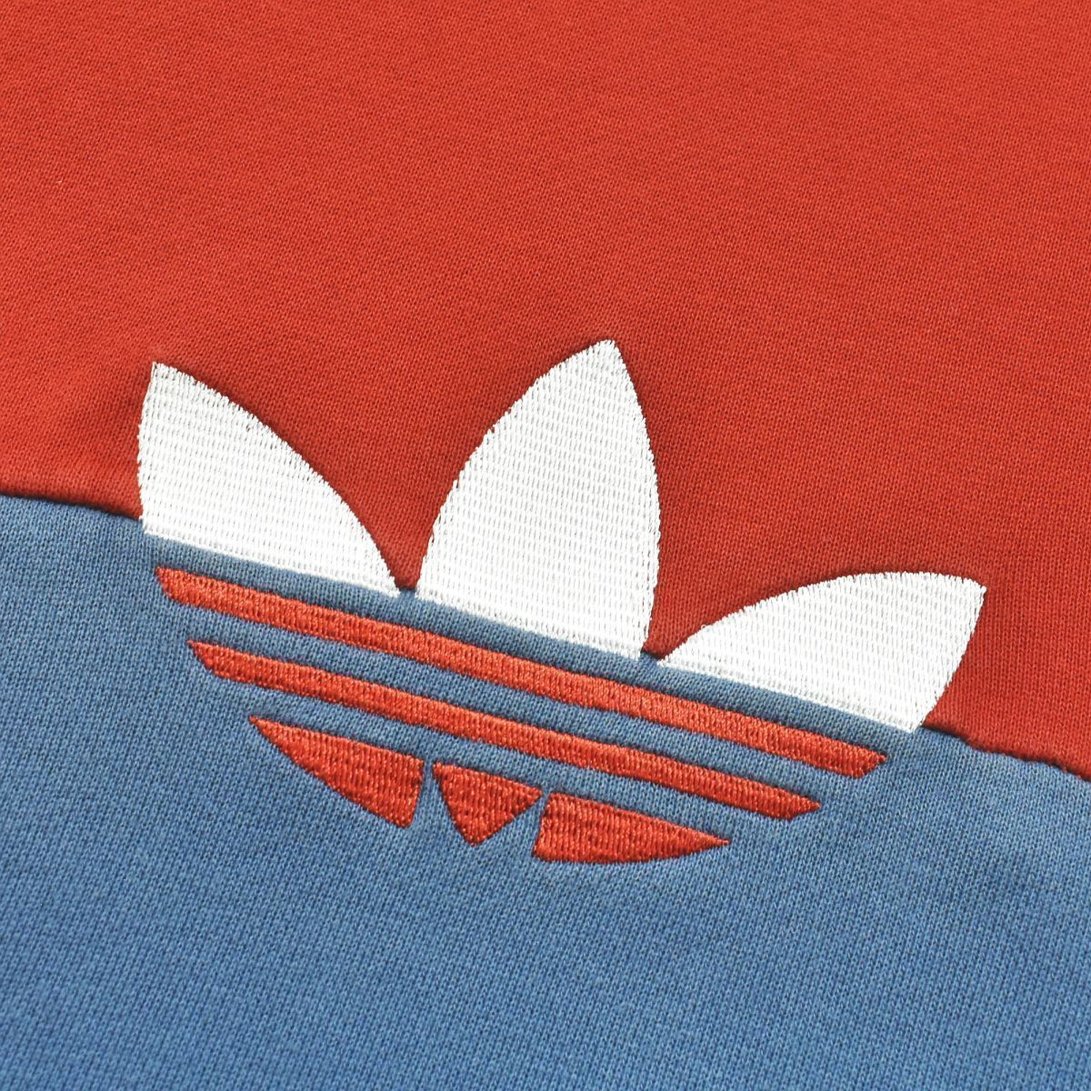 【激レア！】adidasOriginals スウェット M 前V リブ 刺繍 古着 90s adidas 両面 トレフォイル ロゴ 刺しゅう スウェット