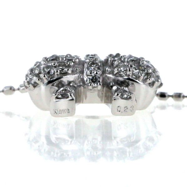 K18WG ホワイトゴールド ネックレス ダイヤモンド 0.23ct リボン 