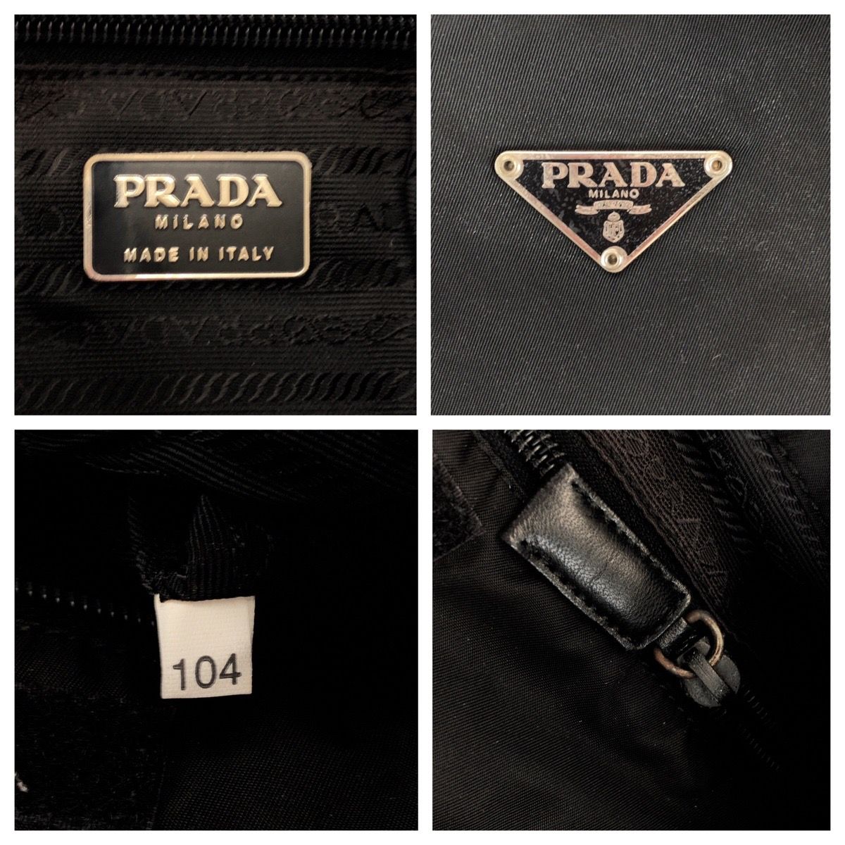 PRADA プラダ テスート 三角ロゴプレート ブラック 黒 シルバー金具