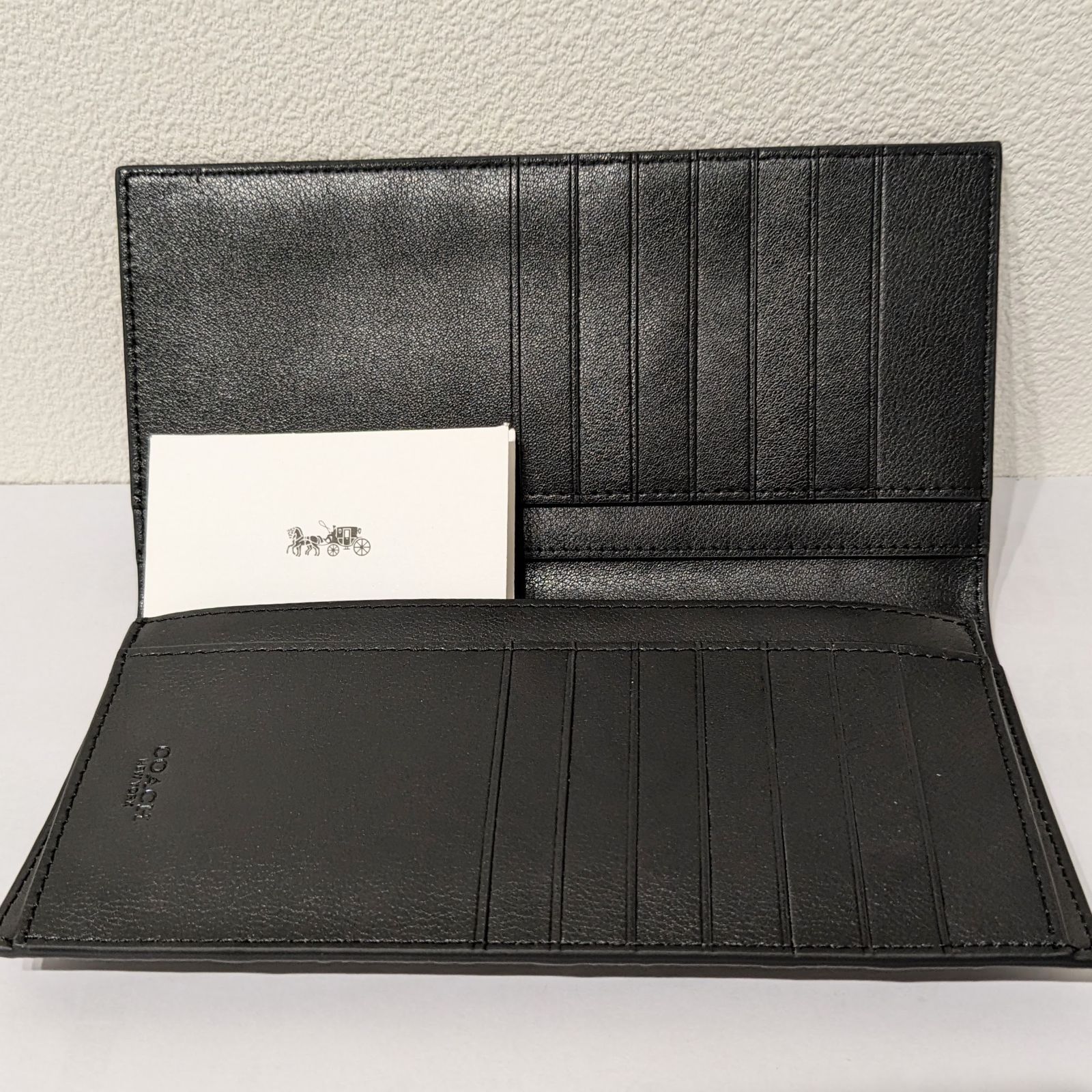 新品 未使用】 COACH コーチ 長財布 シグネチャー ブラック スリム 