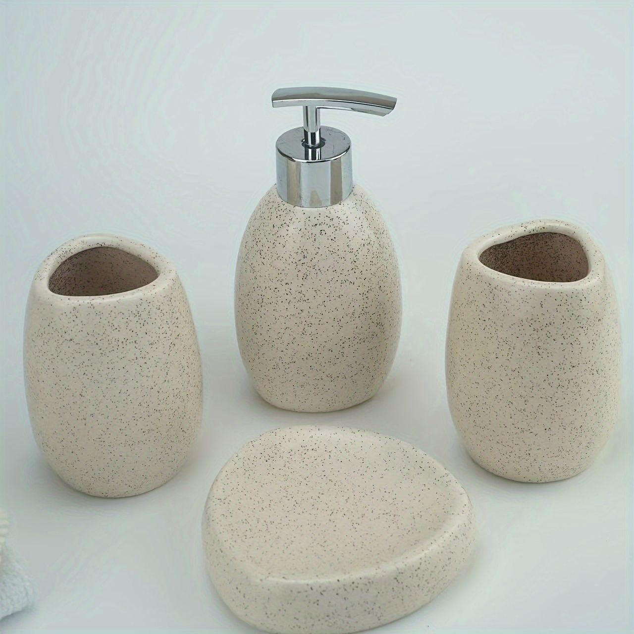 豪華✨️ バスルームアクセサリーセット おしゃれ 統一感 green ラメ入り WHOLE HOUSEWARES バスルーム アクセサリー セット一式 5 ピース