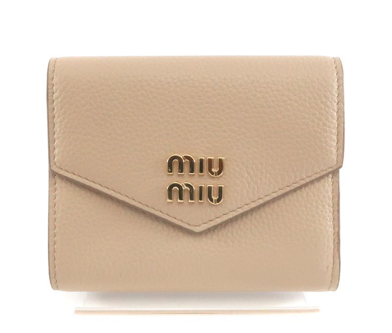 未使用 現行モデル ミュウミュウ ヴィッテロダイノレザー 折り財布 三