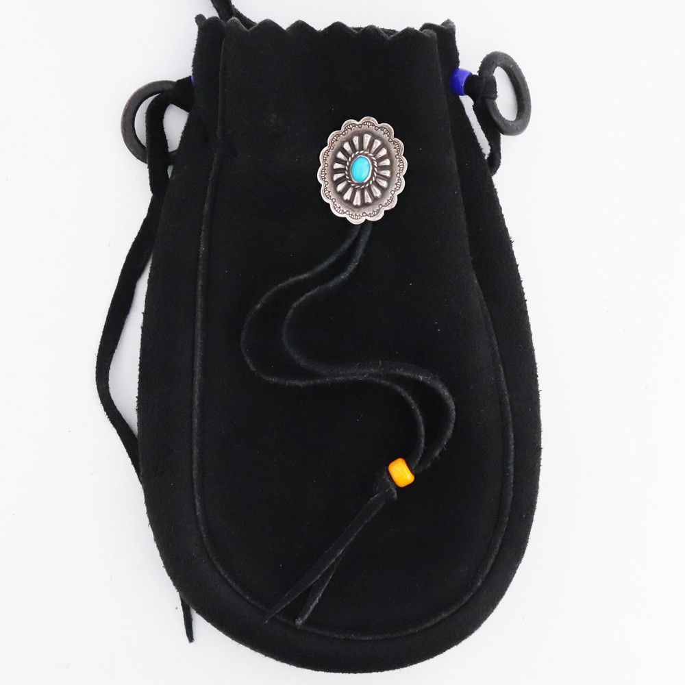 GORO'S OLD 銀縄ターコイズ付き フラワーコンチョ付き 巾着ポーチ S