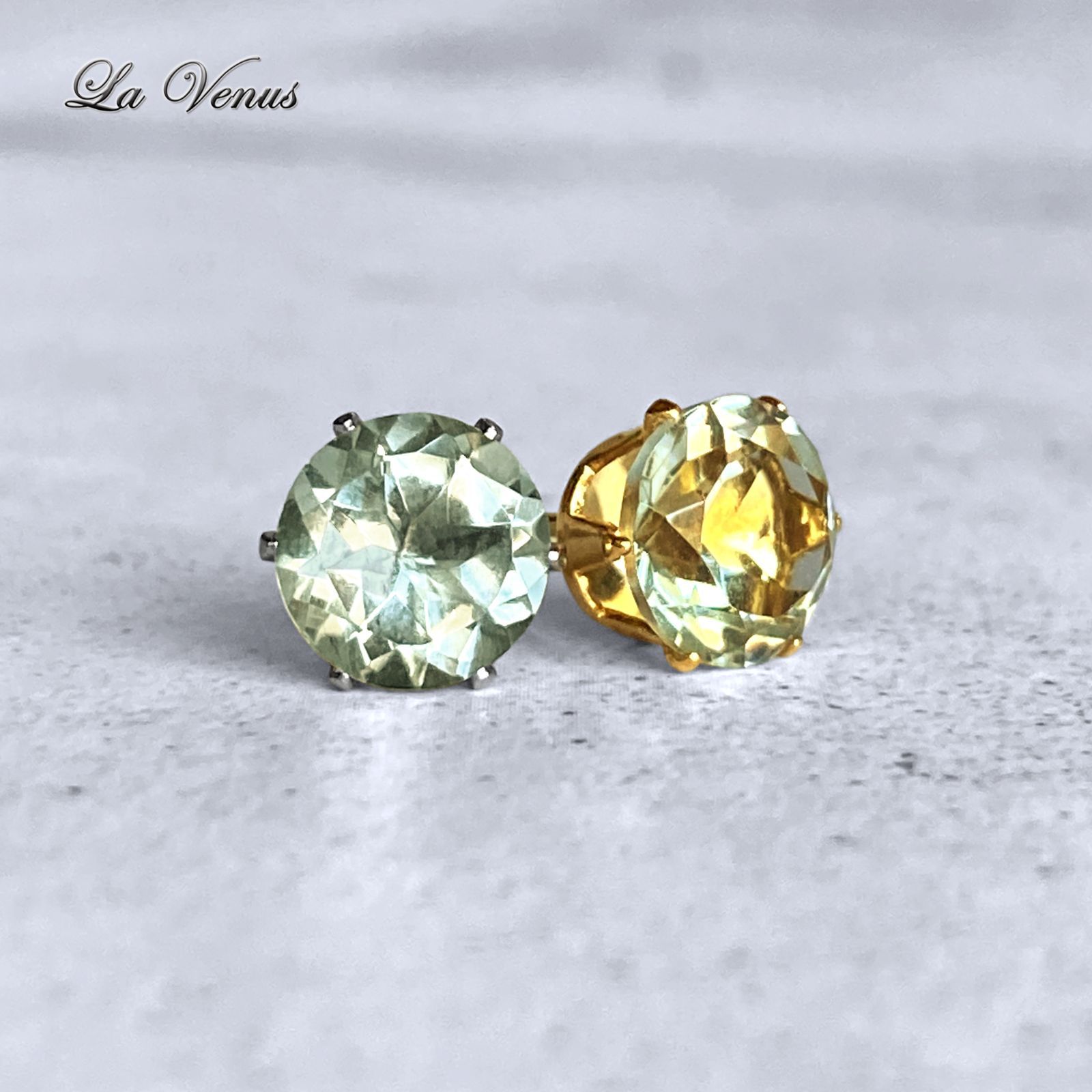 ✴︎つけっぱなしOK✴︎ 天然 グリーンアメジスト ピアス 大粒 8mm 316