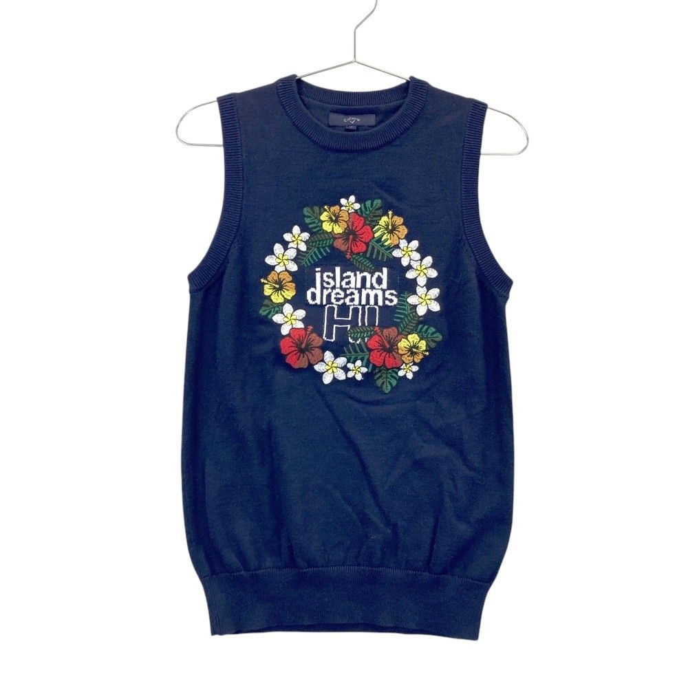 サイズ：M CALLAWAY キャロウェイ ニットベスト ハイビスカス ネイビー