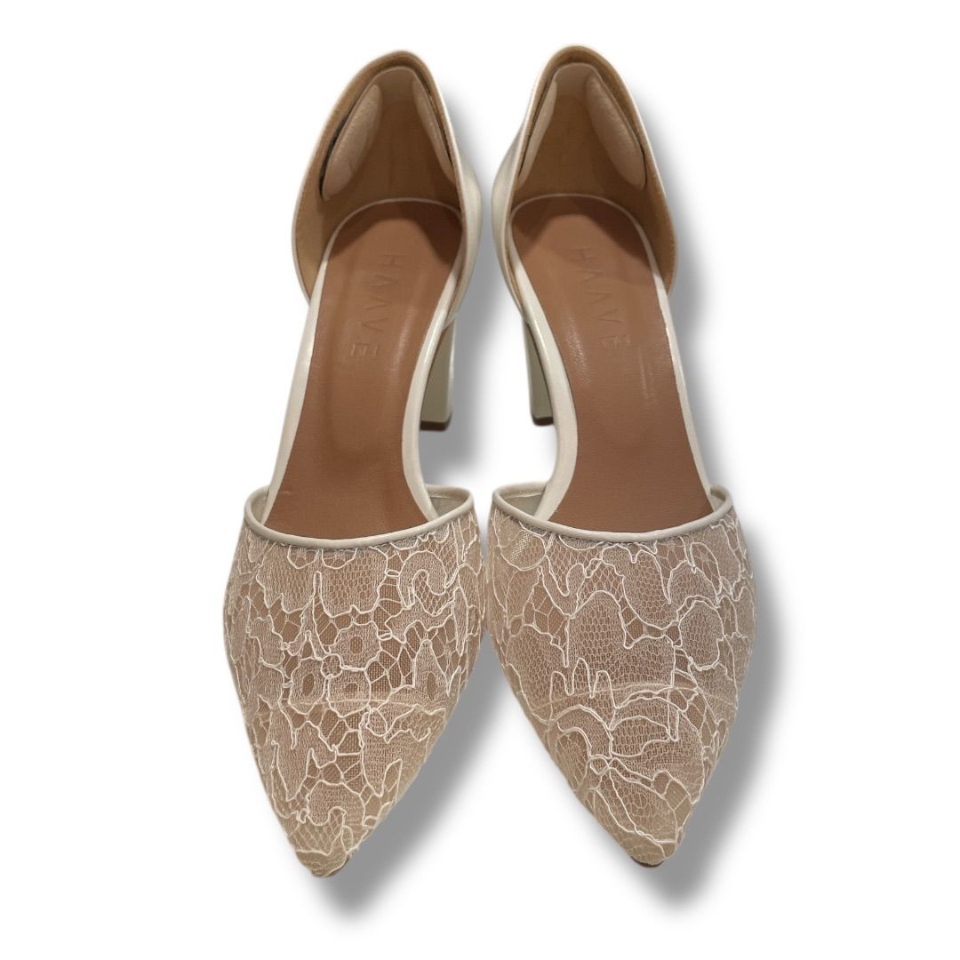 HAAVE レース オープン サイドパンプス HAAVE ハーヴェ レースオープンサイドパンプス ポインテッドトゥ