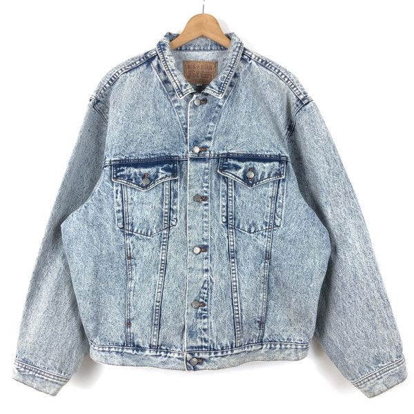 【古着】 デニムジャケット ケミカルウォッシュ 80-90s ブルー系 レディースL 【中古】 n060310