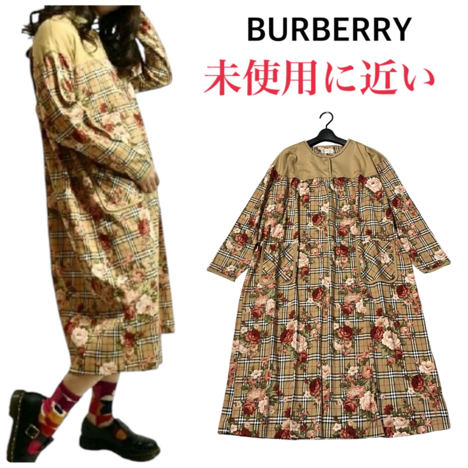 未使用級 バーバリーズ 大きいサイズ 80-90s ヴィンテージ 希少な薔薇  