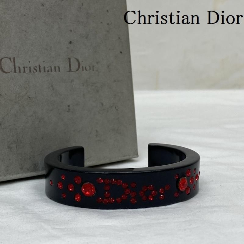 クリスチャンディオール DIOR バングル ラインストーン 黒 Christian Dior クリスチャンディオール アクセサリー