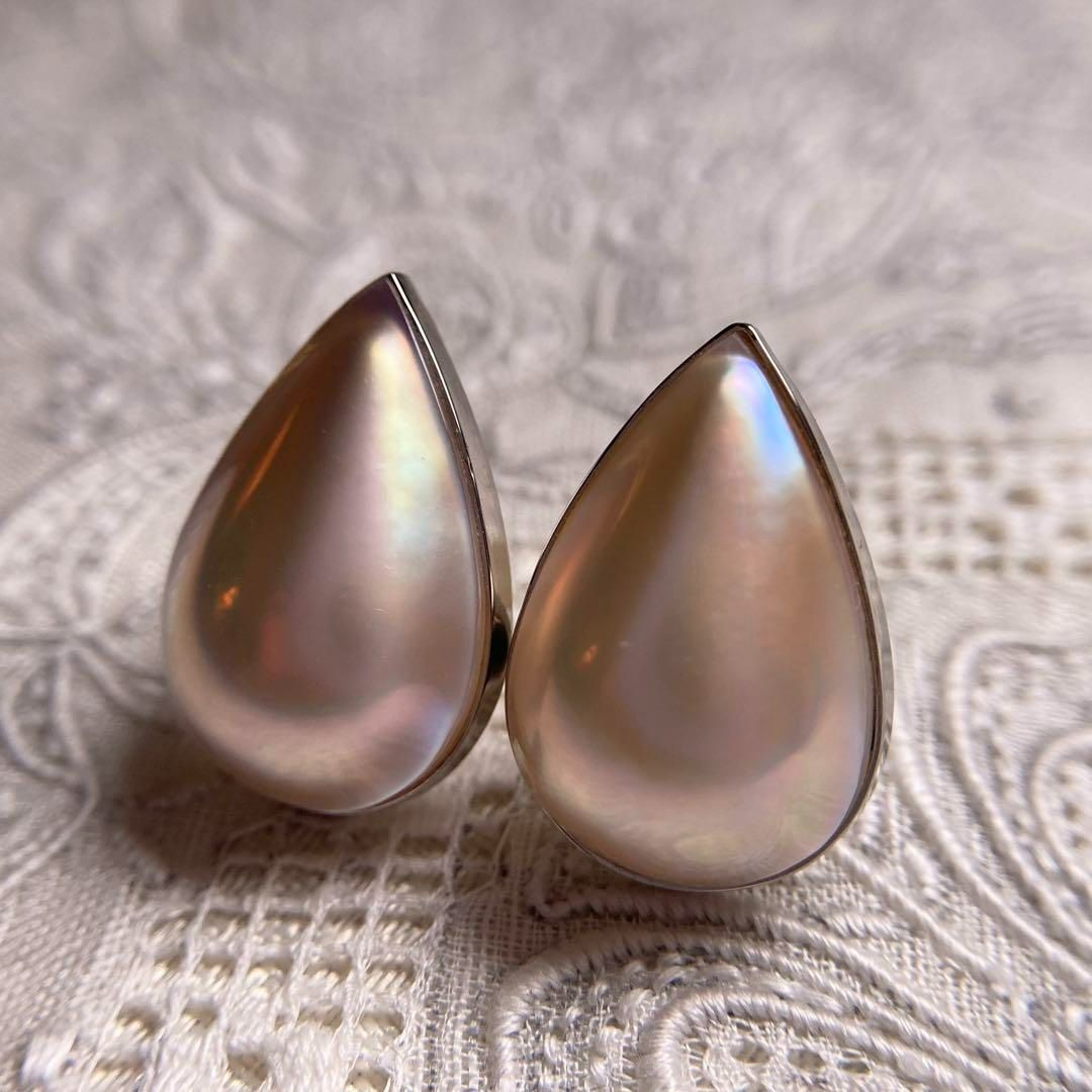 k14WG ほんのりサクラピンクのマベパール イヤリング