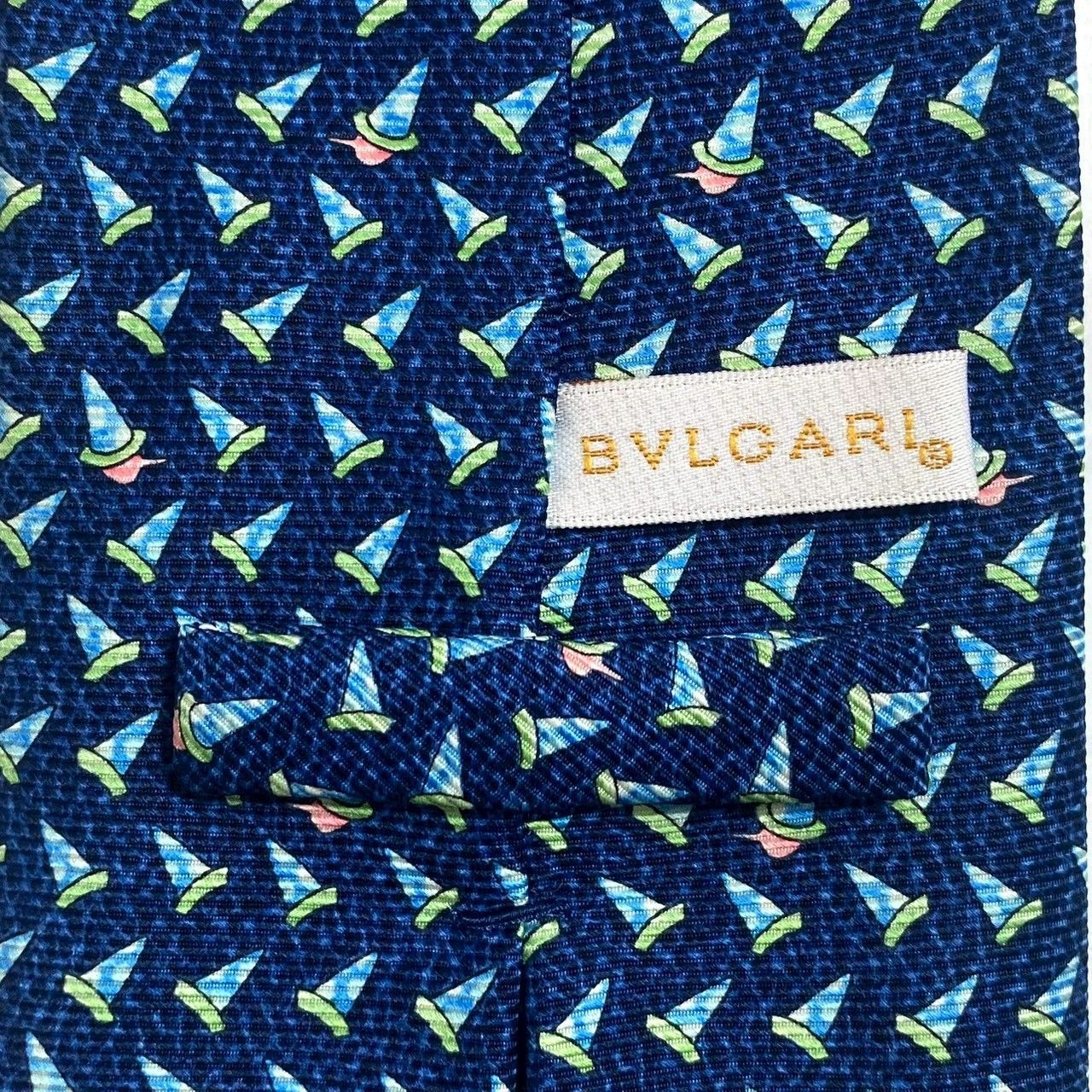 BVLGARI】ネクタイ SILK/シルク 100% セッテピエゲ ブルー/青 ハット
