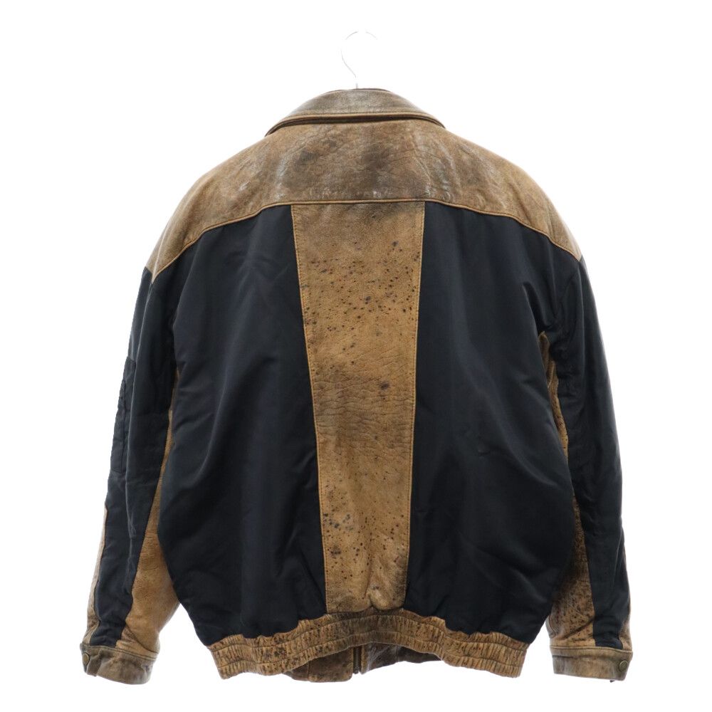 MARTINE ROSE (マーティンローズ) 19SS MA-1 Leather Bomber ナイロン切替 レザージャケット ブラウン/ブラック  - メルカリ