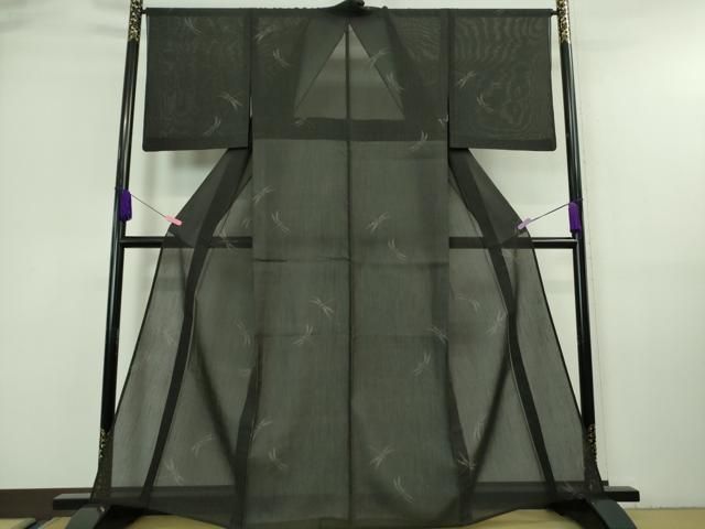 平和屋着物□極上 夏物 結城紬 夏結城 100亀甲 飛び亀甲柄 蜻蛉 トンボ  