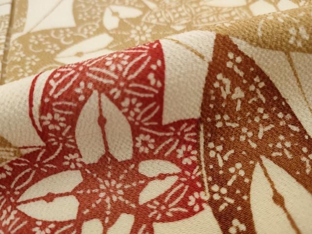 平和屋着物□上質な小紋 型染め 舞蝶文 鬼しぼ縮緬 正絹 逸品  