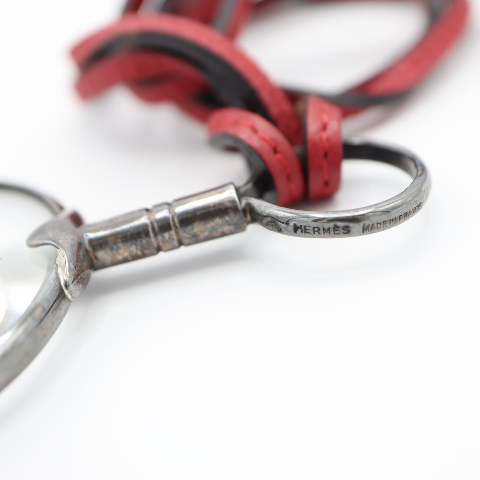 HERMES エルメス ルーペ ネックレス ペンダント レザー レッド系