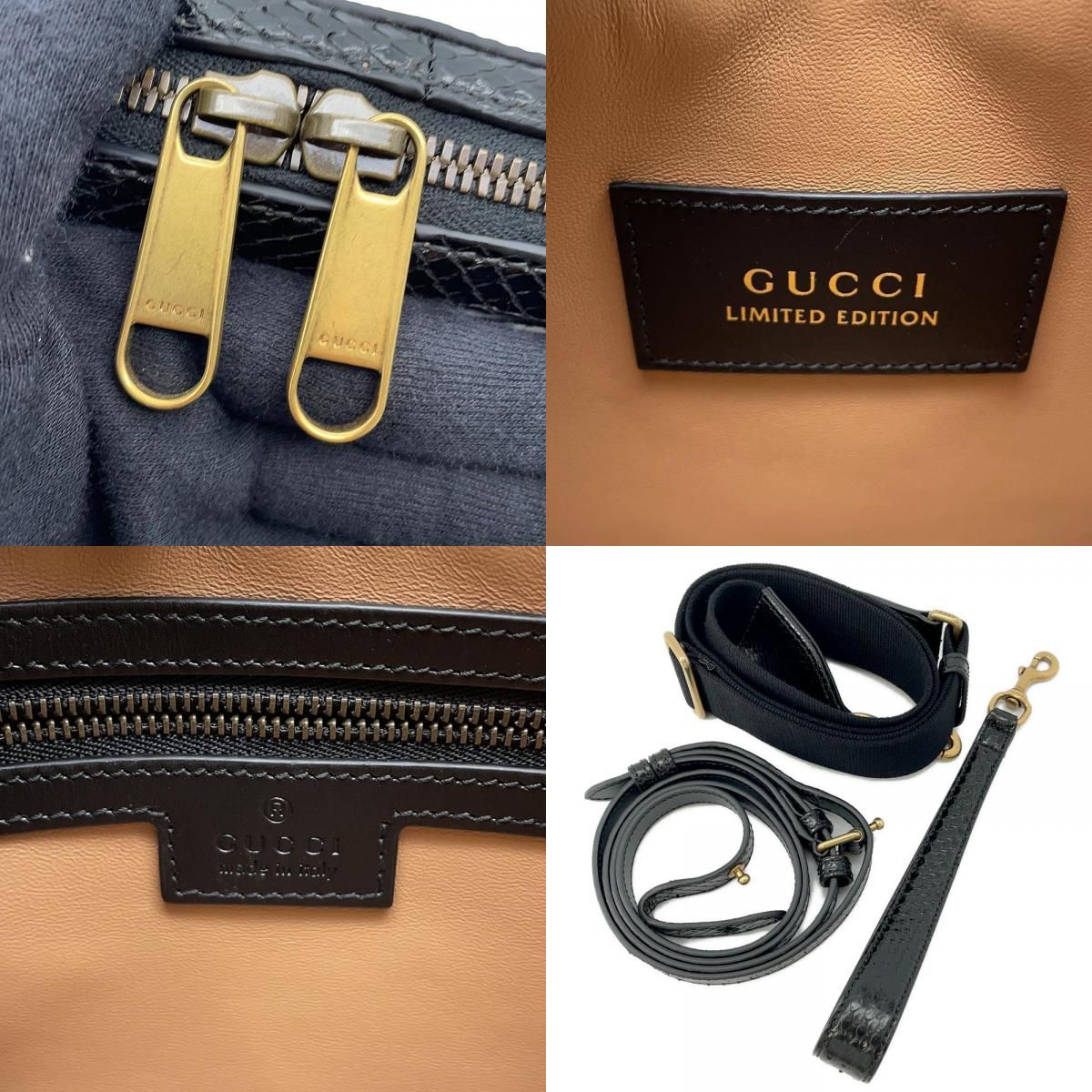 グッチ GUCCI ショルダーバッグ GGマーモント レザー/パイソン ブラック レディース 710861 送料無料【中古】 z9172 グッチ ショルダーバッグ GGマーモント パイソン 710861 GUCCI 2way