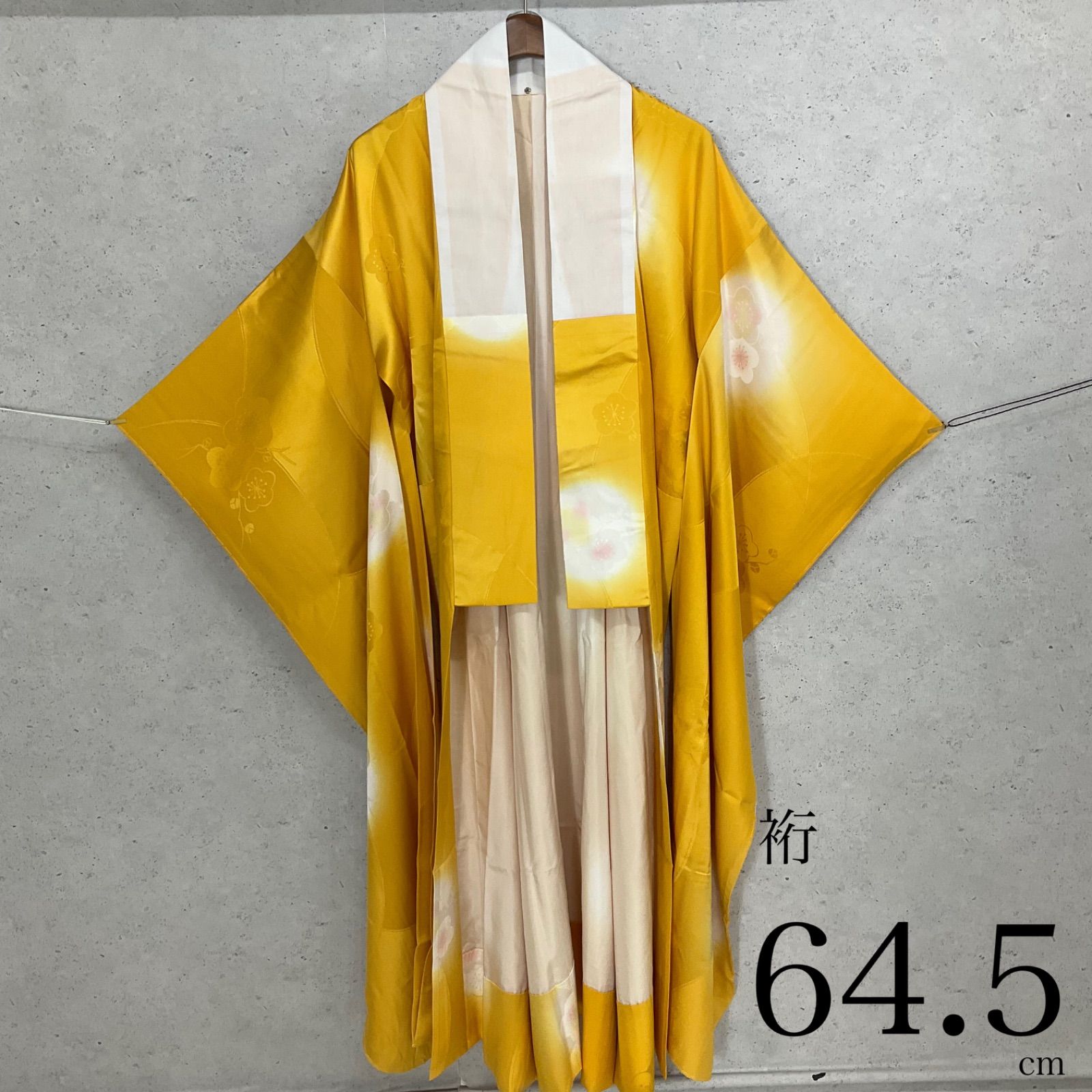 ◆kimono+one◆美品◆振袖長襦袢◆袷◆正絹◆袖無双◆広衿◆仕付け糸付き◆裄64.5袖幅32.5袖丈105◆着物帯振袖袋帯礼装成人式結婚式振袖襦袢◆S1155