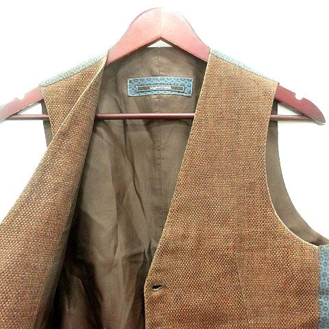 タリアトーレ TAGLIATORE ベスト ジレ 前開き 総裏地 総柄 麻