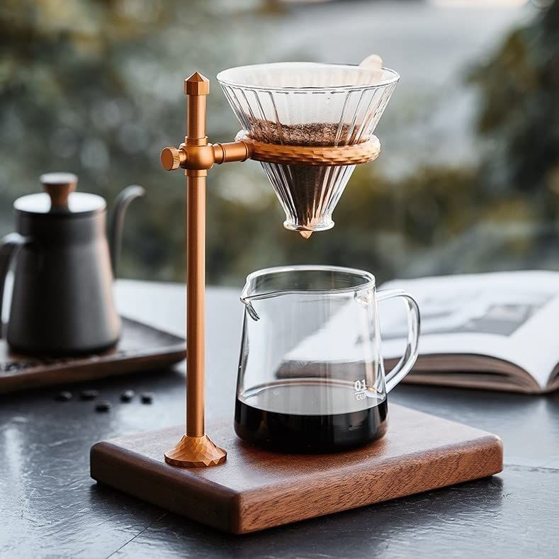 Color コーヒー器具３点セット WOOD SHOW コーヒード器具 セット コーヒードリップスタンド コーヒードリッパー コーヒーサーパー コーヒー器具３点セット