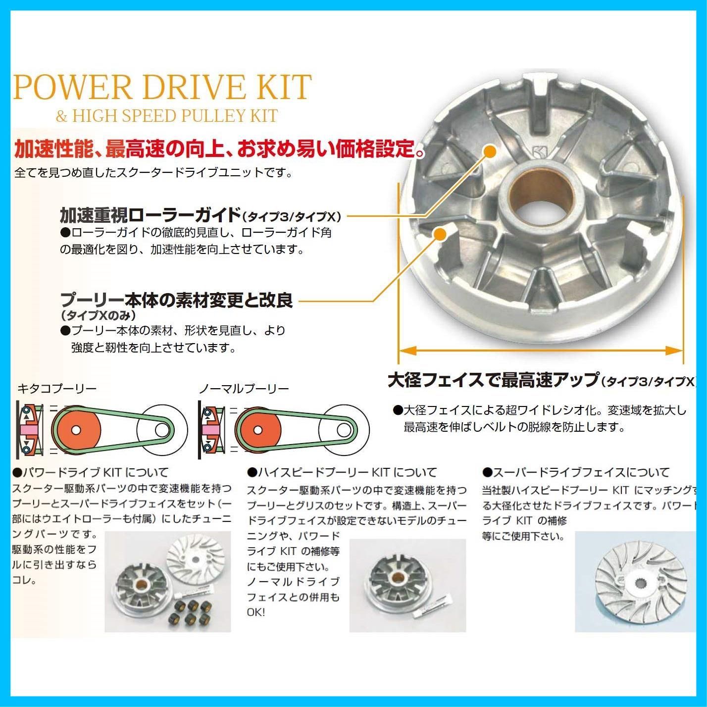 送料無料キタコ(KITACO) ハイスピードプーリーキット タイプ3 トゥデイ(AF61) ディオ(AF62) リード50(AF48)等  490-1128400 - メルカリ