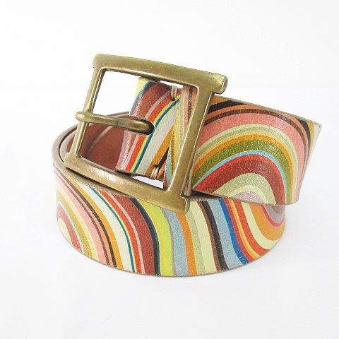 ポールスミス PAUL SMITH プレーンベルト マルチカラー系 レザー ピン式 バックル 小物