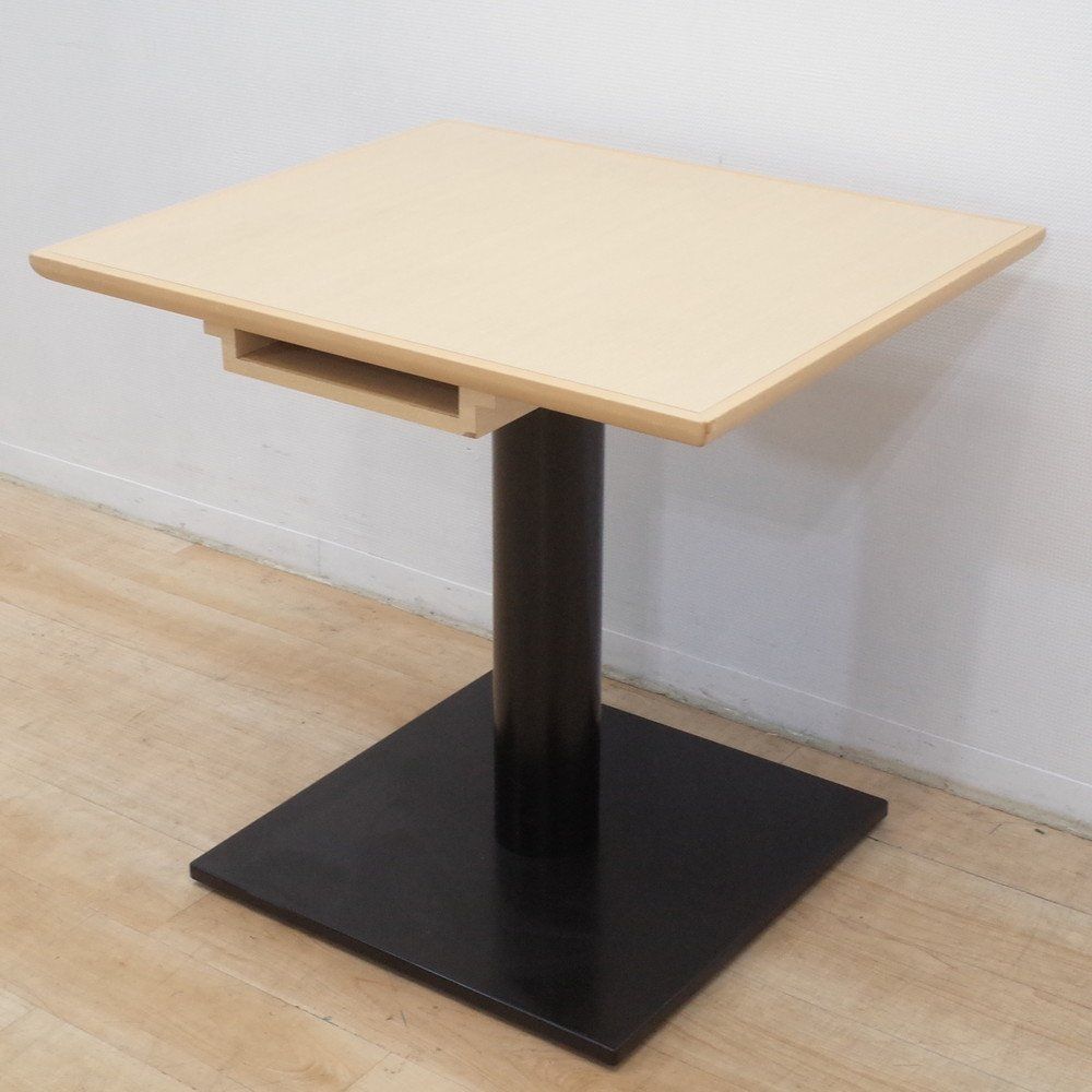 パブリック ミーティングテーブル W750 D650 H700 角テーブル 木目 ナチュラル カフェテーブル 多目的 収納付き EG17536 オフィス家具