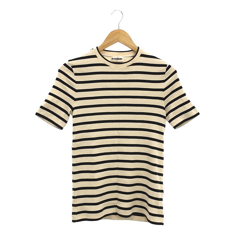 JIL SANDER+ / ジルサンダープラス | バックロゴ ボーダー Tシャツ カットソー | S | エクリュ/ブラック | レディース -  メルカリ