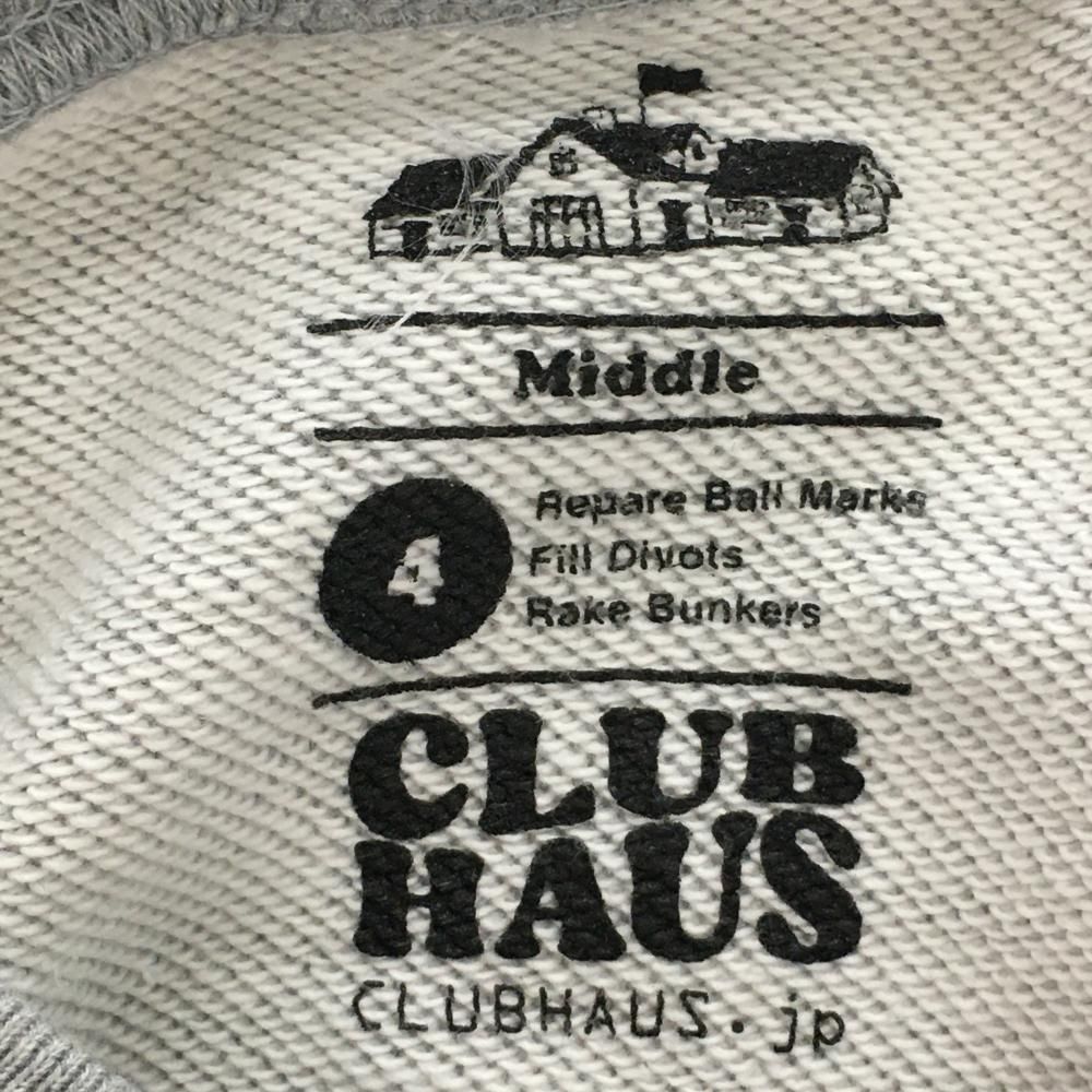 【美品】クラブハウス トレーナー 杢グレー バックプリント  メンズ Middle ゴルフウェア CLUB HAUS 美品】クラブハウス トレーナー 杢グレー バックプリント メンズ