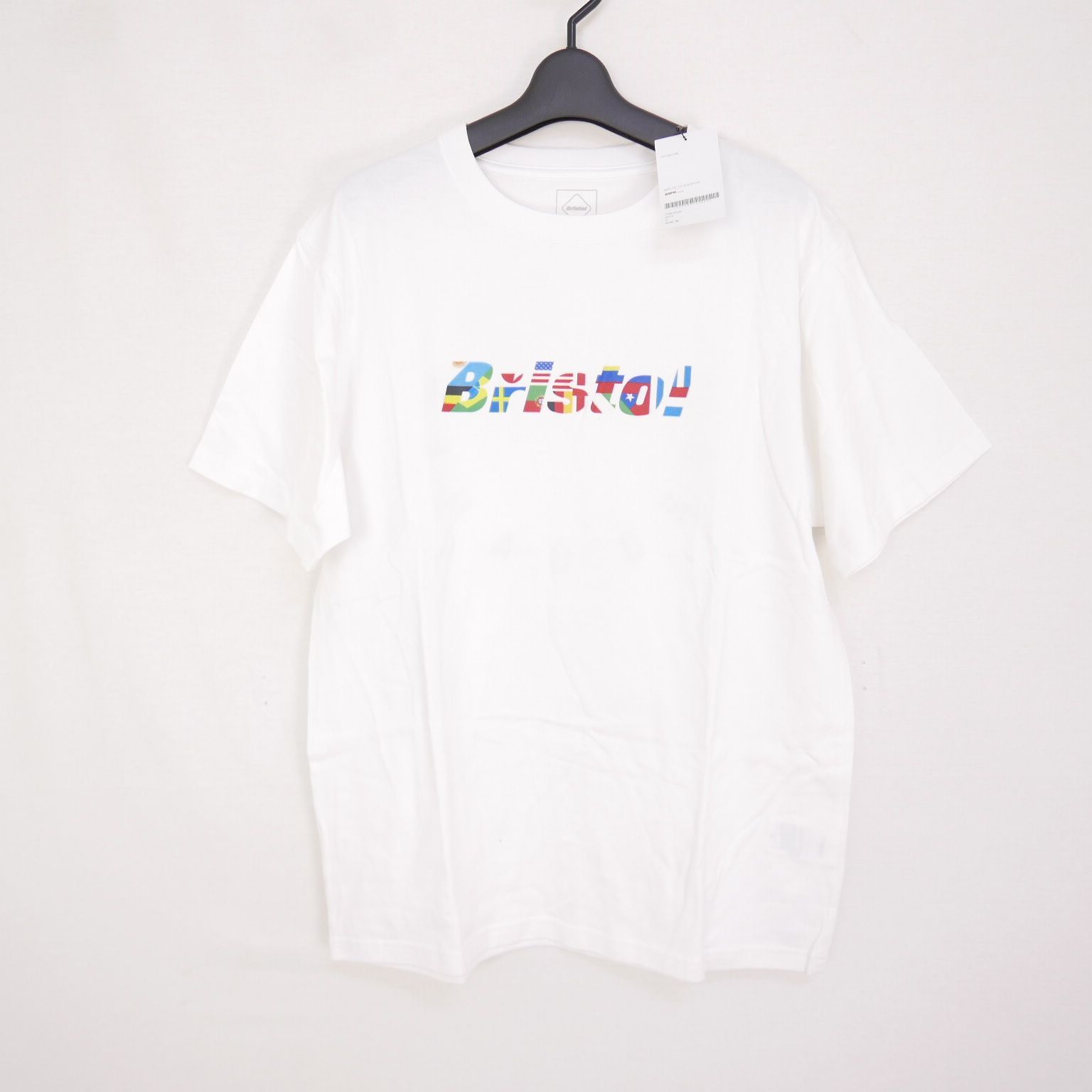 F.C.Real Bristol エフシーレアルブリストル FLAG LOGO TEE 国旗柄 ロゴプリント 半袖 Tシャツ 白WHITE XL  FCRB-200033