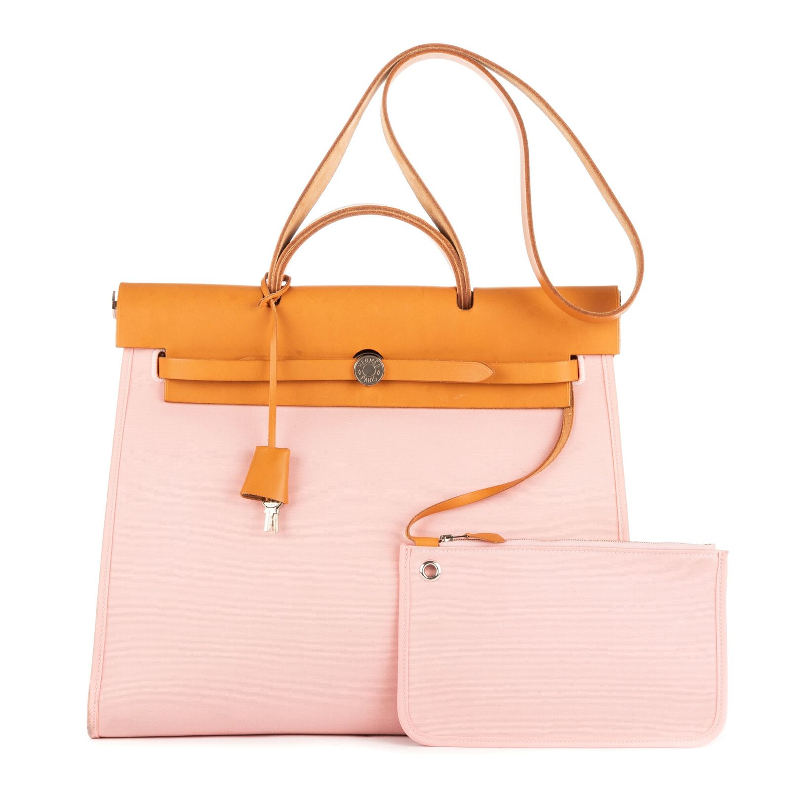 HERMES エルメスエールバッグ ジップピンク ブラウンバレニアレザーA