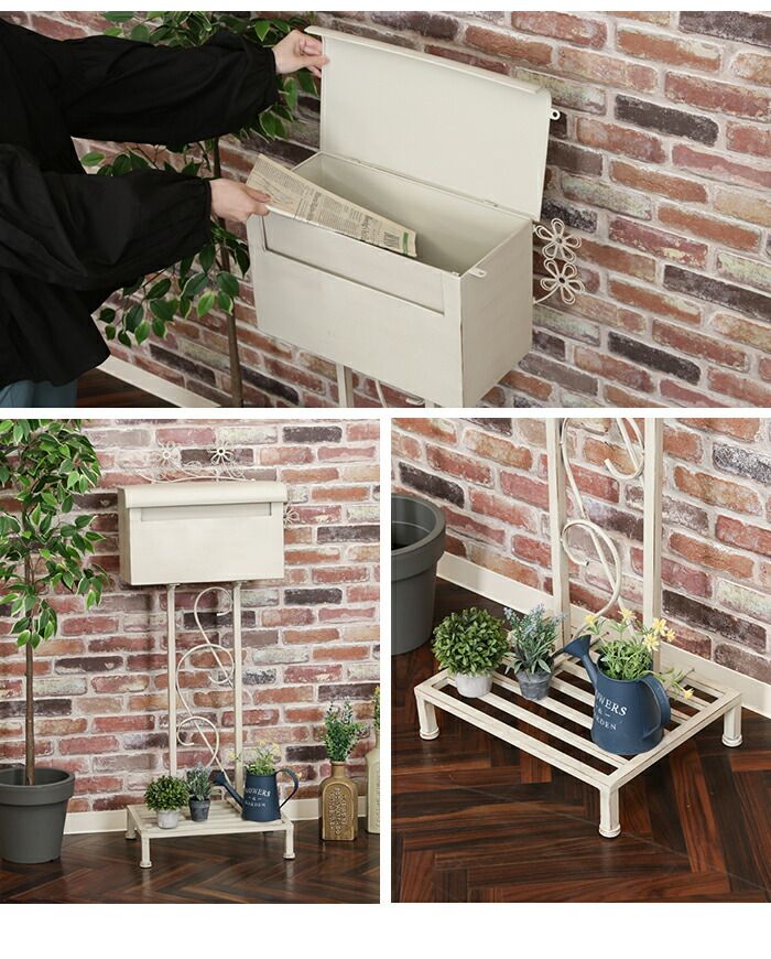 ポスト 置き型 メールボックス 郵便ポスト 郵便受け 棚付き スタンド式 アンティーク おしゃれ かわいい 洋風 フラワー 玄関 MARWIL-DEMENAGEMENTS_CH