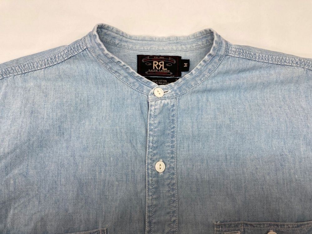 ダブルアールエル RRL 90s 三ツ星タグ SHIRT バンドカラー 猫目ボタン