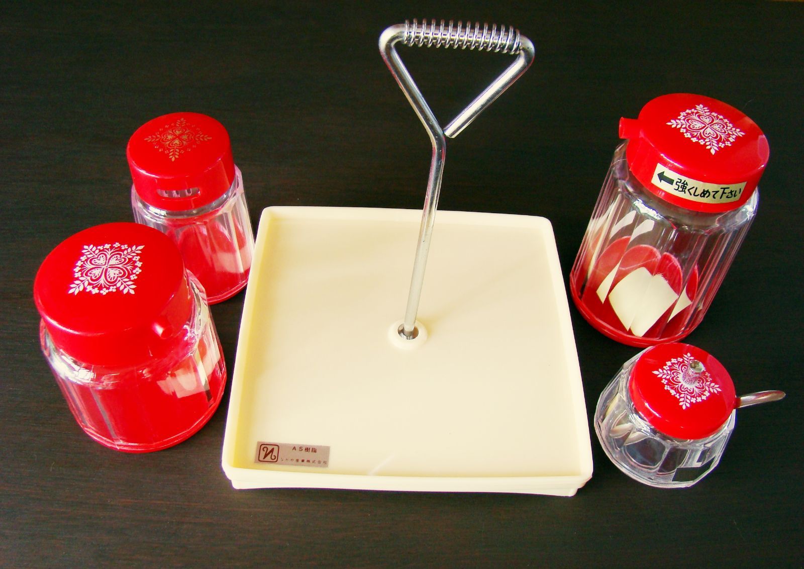 昭和レトロ 調味料入れセット レトロな調味料ケース2段レッド昭和レトロ