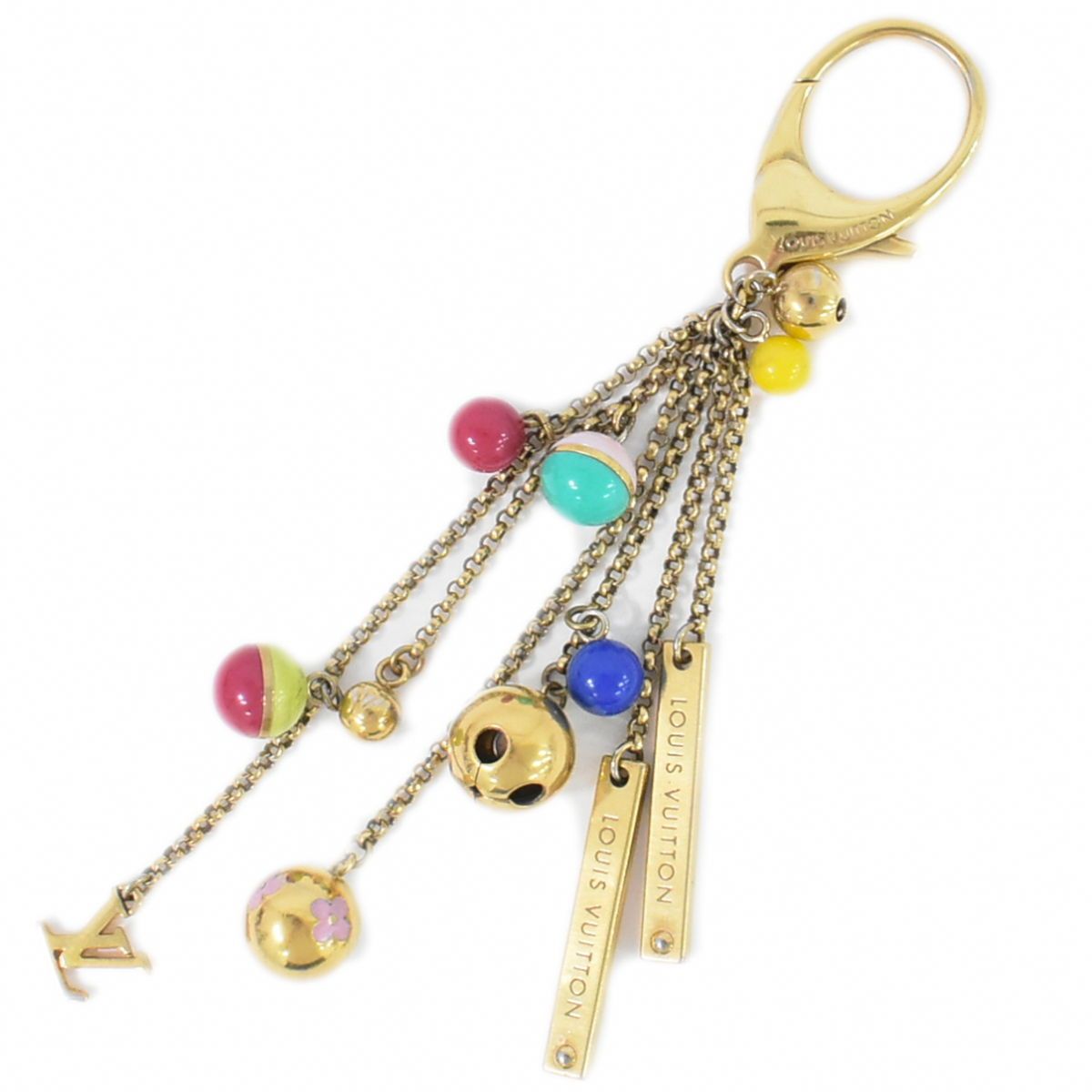 本物 ルイヴィトン LOUIS VUITTON LV ポルトクレ グルロ バッグチャーム キーホルダー GP ゴールドメッキ M62227 ビトン 雑貨小物 フォロー割