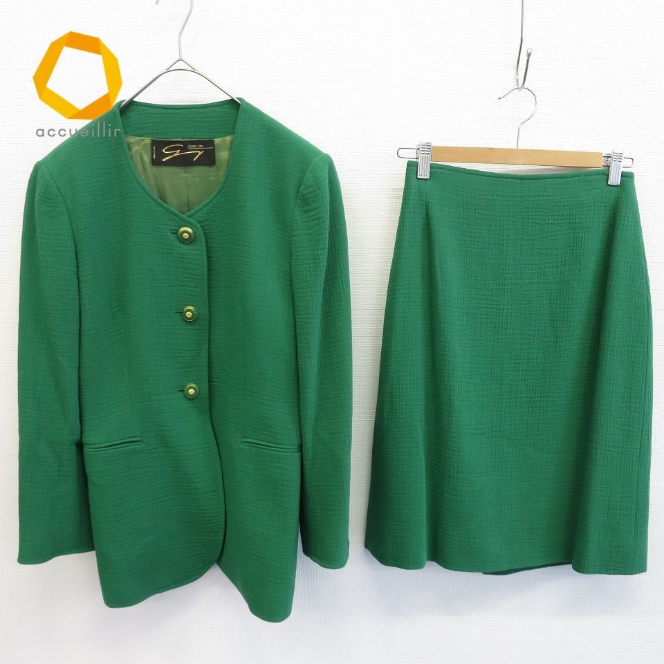 イタリア製 GENNY ジェニー スカートスーツ セットアップ ノーカラー  