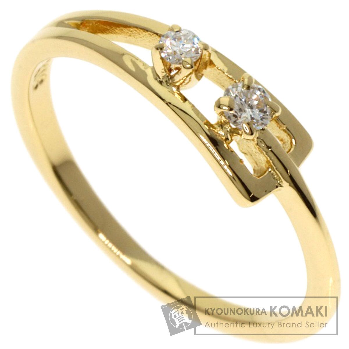 MIKIMOTO ミキモト 2P ダイヤモンド リング 指輪 K18YG レディース