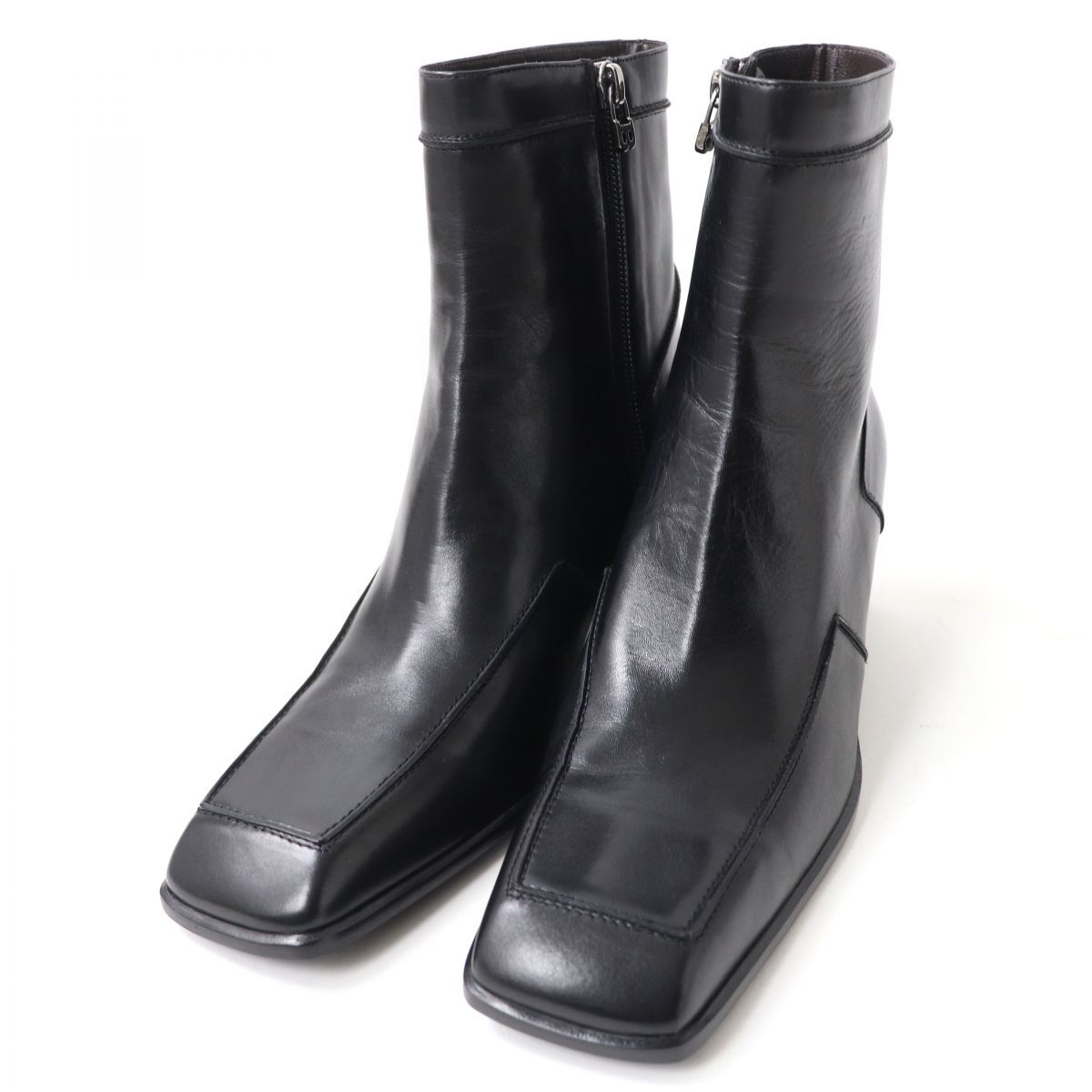 【美品】BALLY ショートブーツ　レザー　ブラック サイドジップアップ 美品】BALLY ショートブーツ レザー ブラック サイドジップ