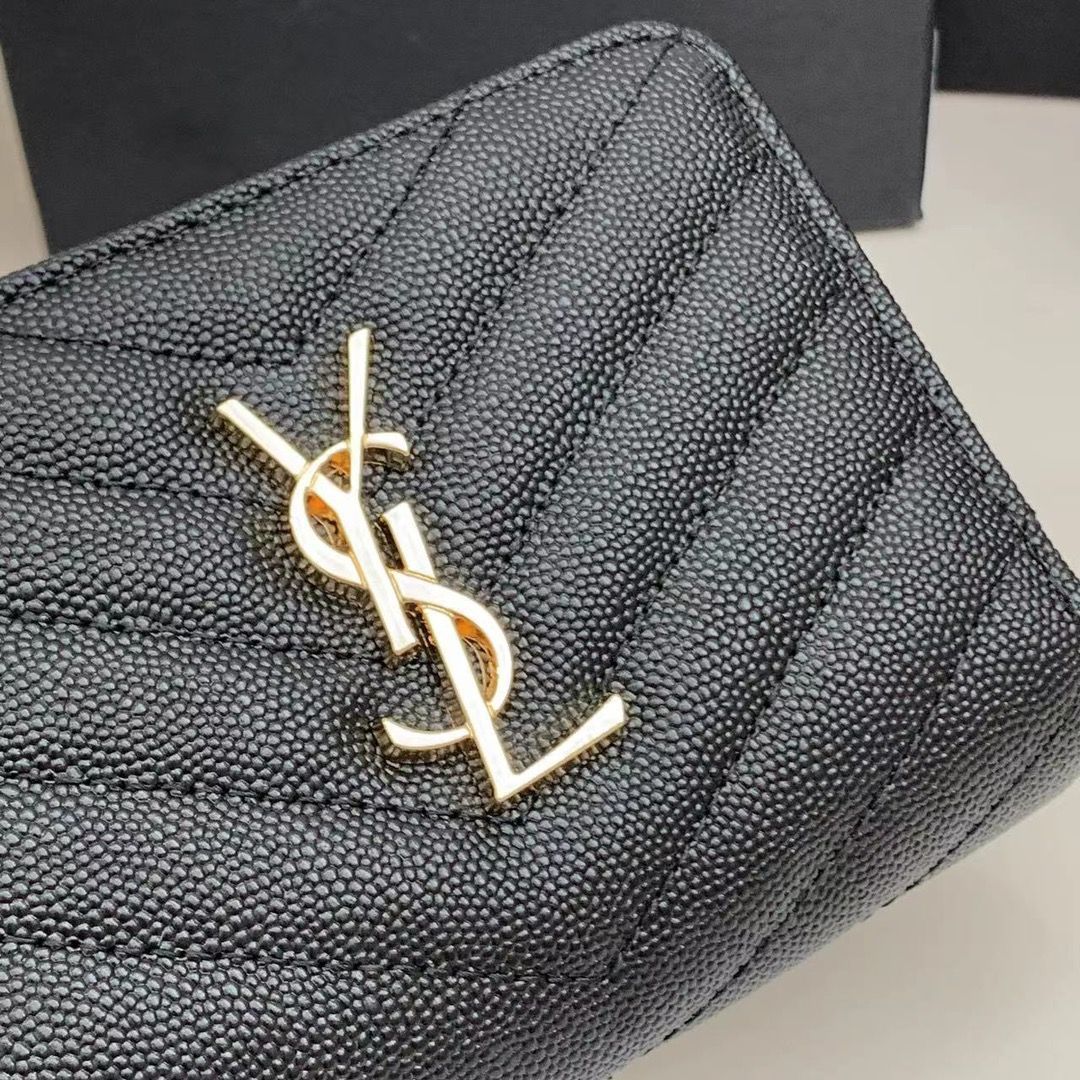 新品未使用】サンローラン（Yves Saint Laurent）ロゴ付き二つ折り財布 - メルカリ