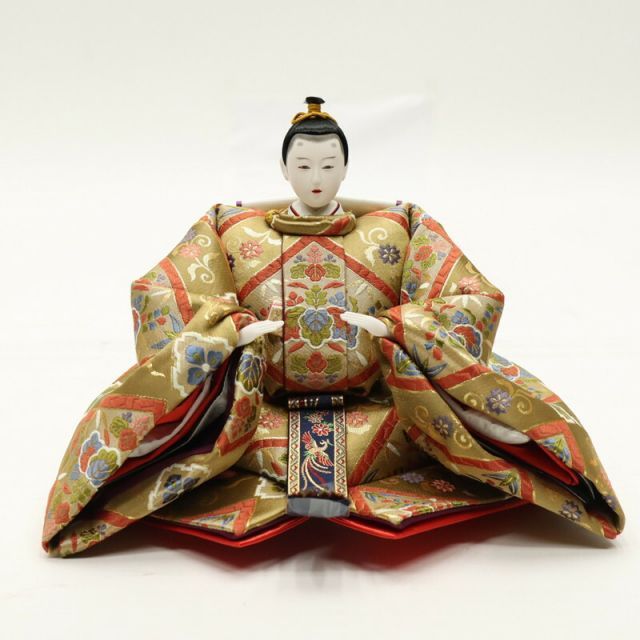 【閉店セール】【展示品限り】雛人形 平安雛幸作 京十一番 立雛 正絹西陣織 黒雲鶴紋 済美箔屏風 増村