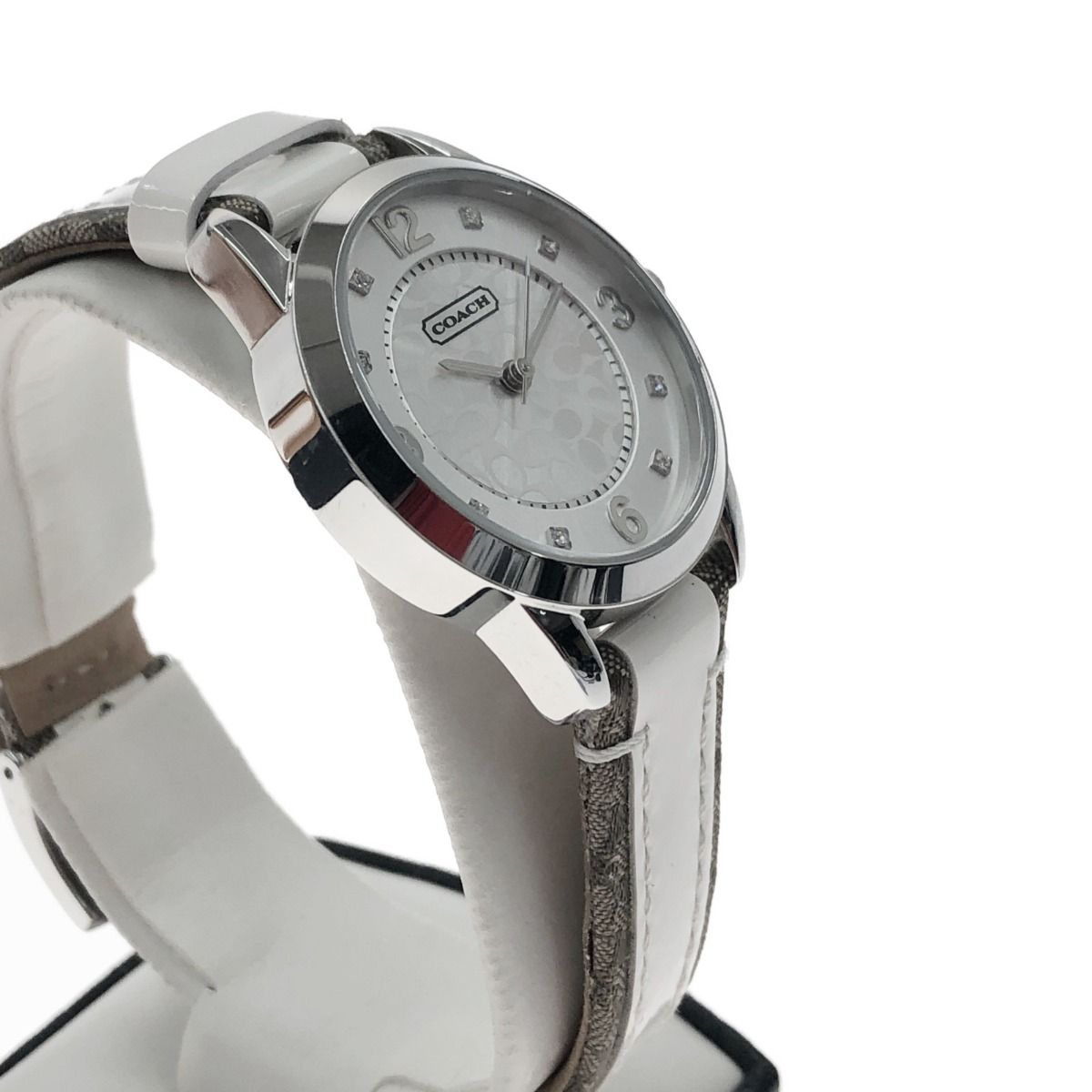 【正規店得価】《美品》COACH 腕時計 ホワイトシルバー シグネチャー バングル 時計