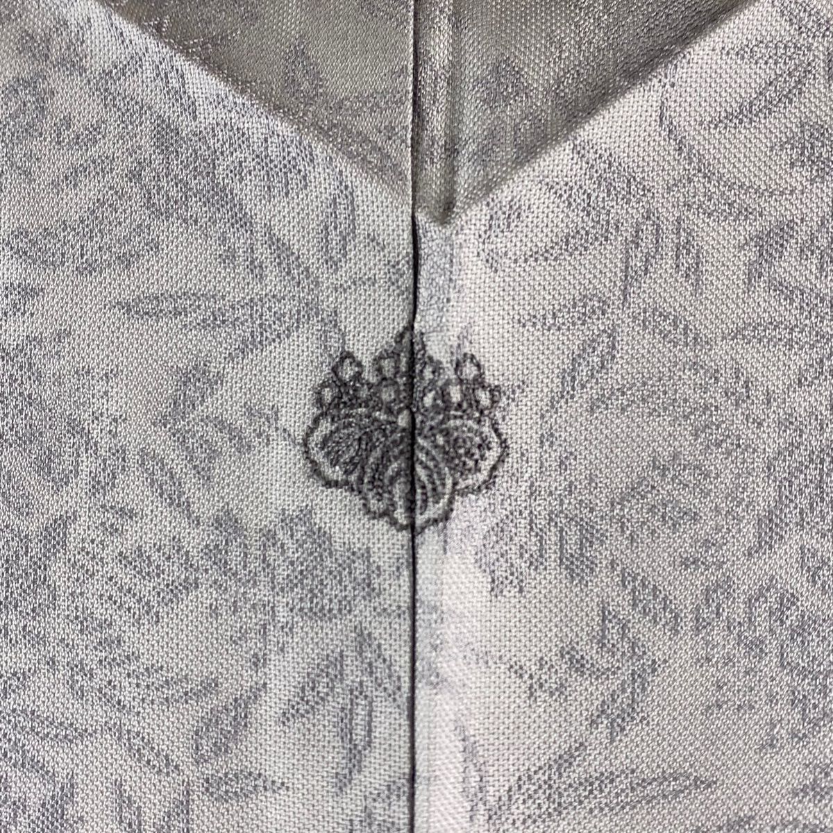 色無地 身丈162cm 裄丈68cm L 袷 紋屋井関 御寮織 地紋 青灰色 正絹 美  