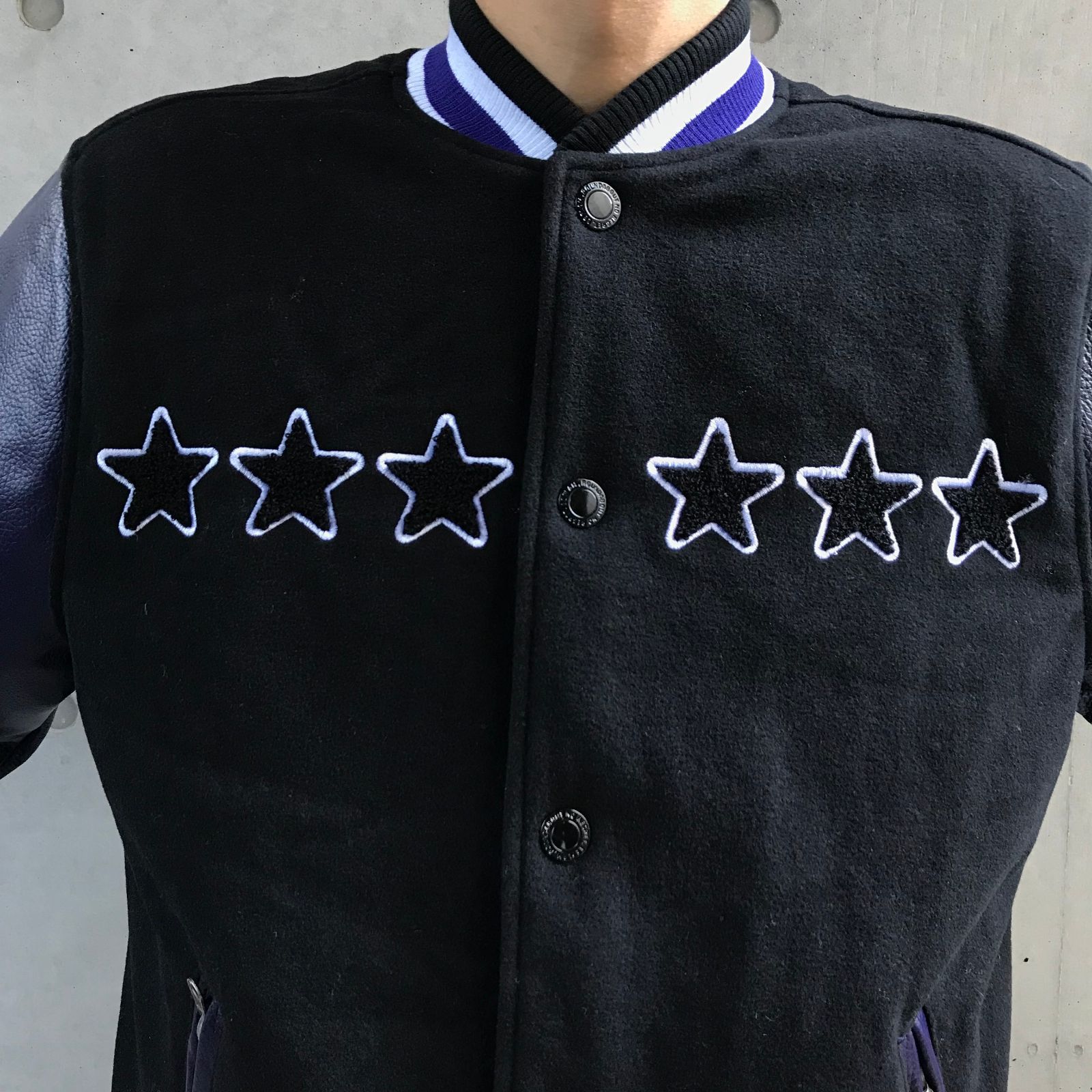 Lサイズ LEFLAH レフラー レザースタジアムジャケット（PURPLE）LEATHER STADIUM JACKET スタジャン - メルカリ