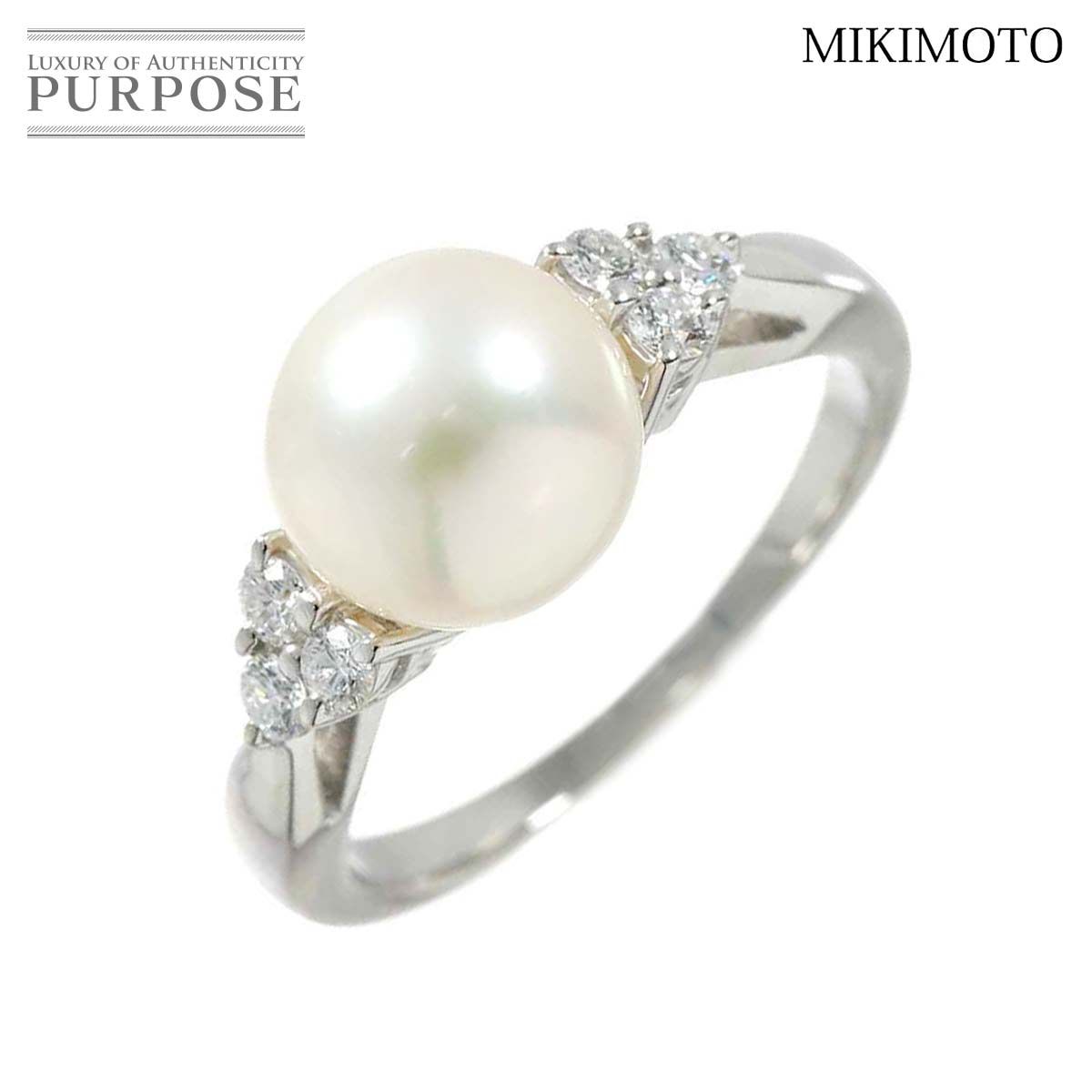 ミキモト MIKIMOTO 9号 リング アコヤ真珠 8.7mm ダイヤ Pt