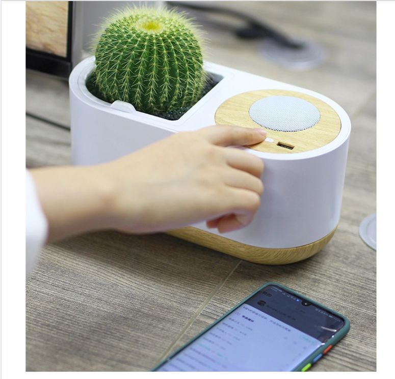 USB電源式 bluetooth スピーカー 付 卓上底面給水 鉢 ポット