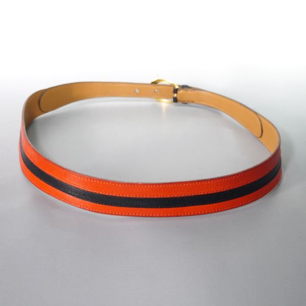 HERMES 黒赤レザーベルト エルメス HERMES ベルト #95 レッド×ブラウン レザー #95 ベルト
