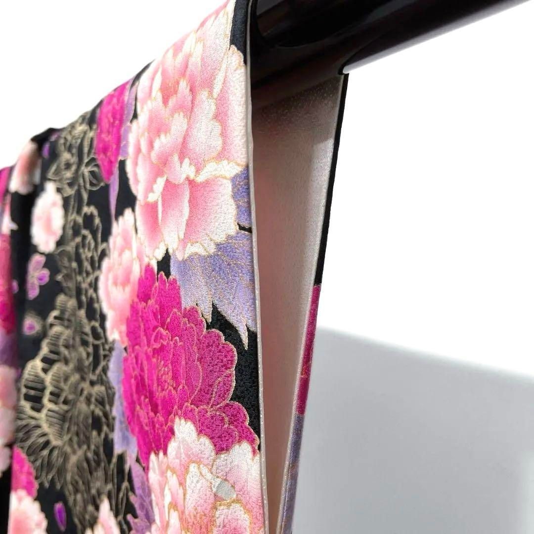 刺繍 金駒刺繍 金彩 牡丹 蝶 振袖 成人式 晴れの日 着物 032a p 刺繍